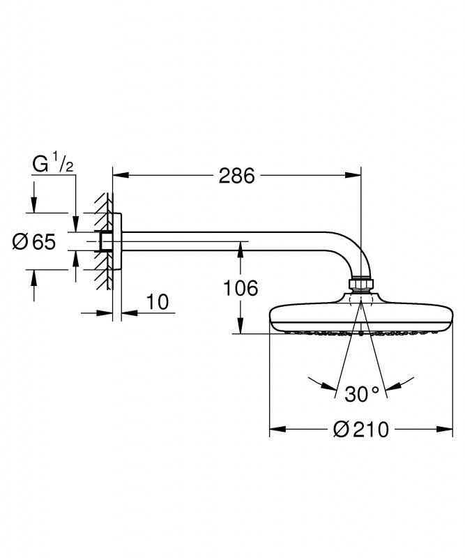 Верхний душ Grohe Tempesta 210 26411000 Хром
