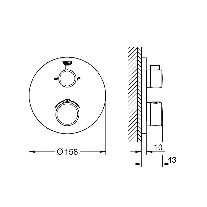 Смеситель для душа Grohe Grohtherm 24077000 с термостатом Хром
