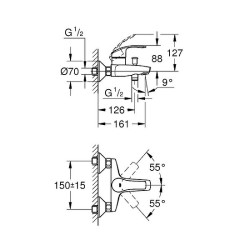 Смеситель для ванны Grohe Eurosmart New 33300002