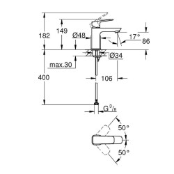Смеситель для раковины Grohe Cubeo 1016990000 цвет Хром