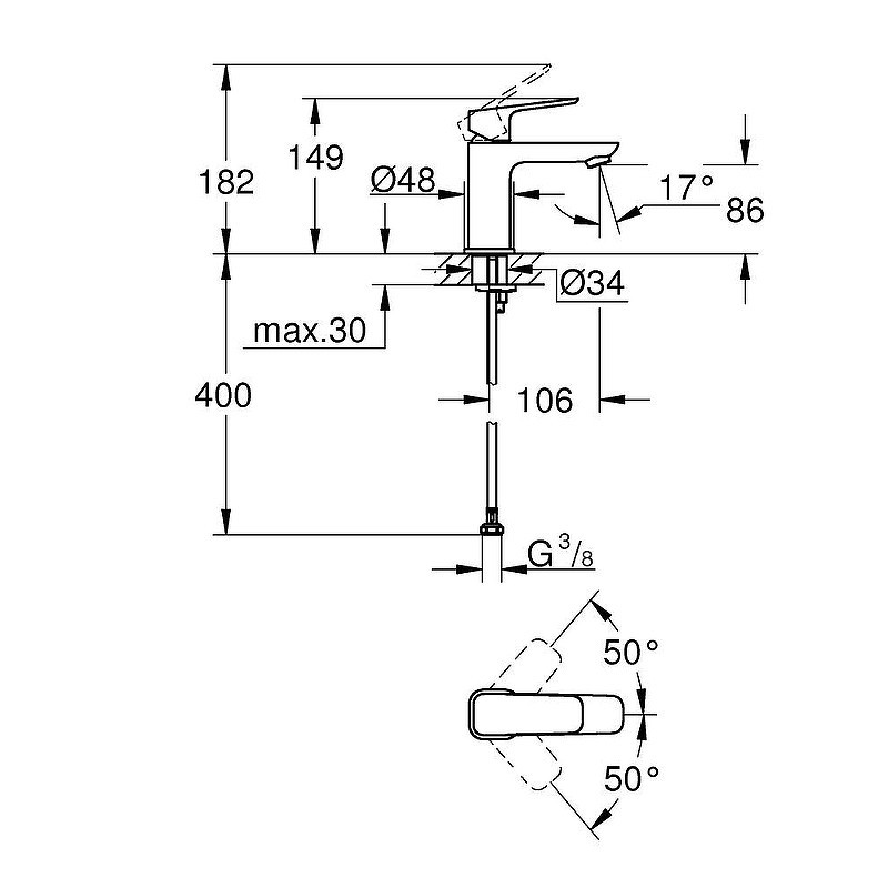 Смеситель для раковины Grohe Cubeo 1016990000 цвет Хром