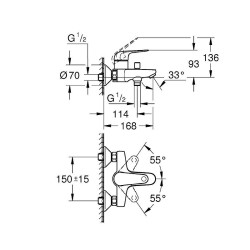 Смеситель для ванны Grohe Euroeco 32743001 цвет Хром