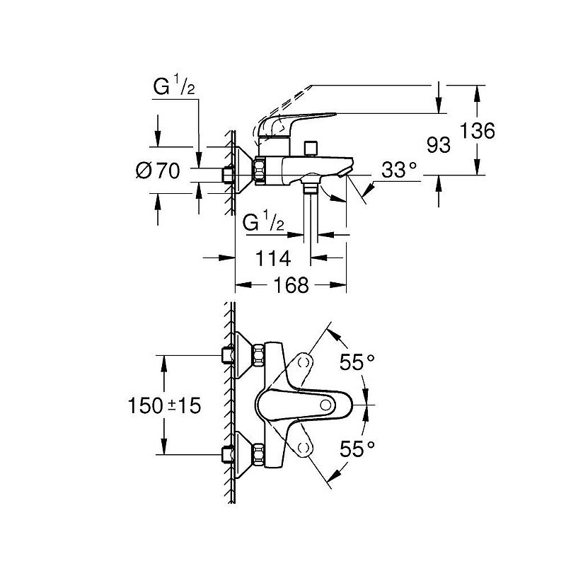 Смеситель для ванны Grohe Euroeco 32743001 цвет Хром