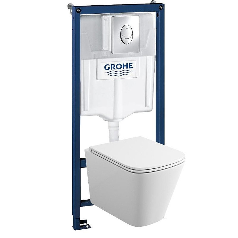 Комплект унитаза с инсталляцией Grohe Rapid SL 39190001 цвет Белый с сиденьем Микролифт и клавишей смыва цвет Хром