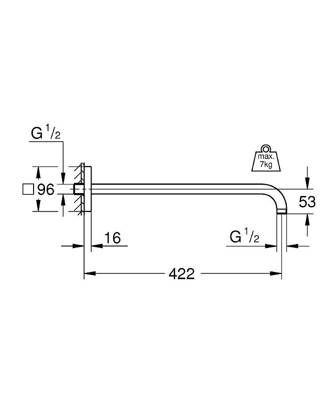Кронштейн для верхнего душа Grohe Rainshower 26145000 Хром