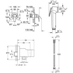 Гигиенический душ Grohe Baucurve 123072 Хром