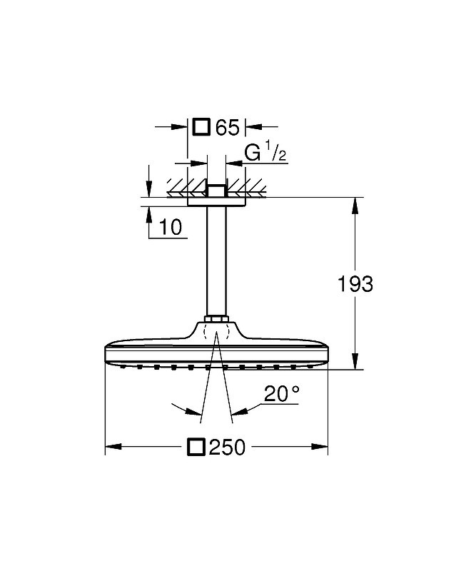 Верхний душ Grohe Tempesta 250 26688000 Хром