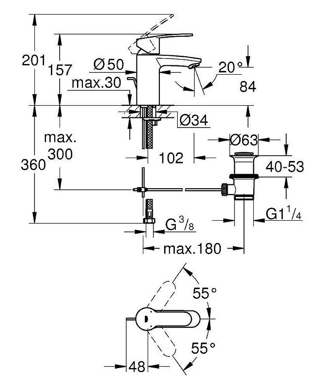 Смеситель для раковины Grohe Eurostyle Cosmopolitan 3355220E