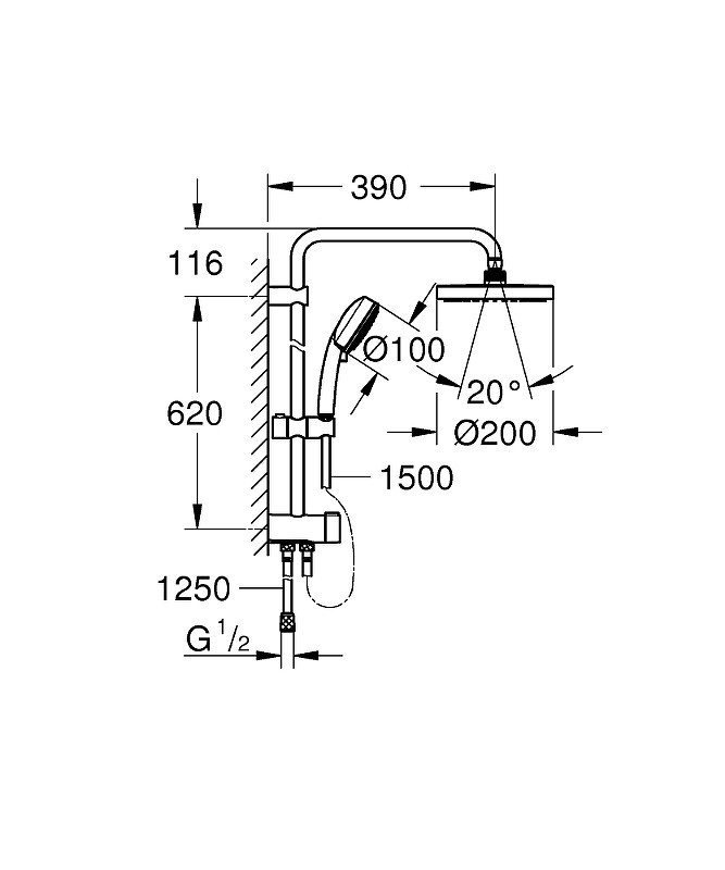 Душевая система Grohe Tempesta Cosmopolitan 27394002 Хром