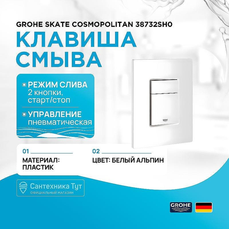 Клавиша смыва Grohe Skate Cosmopolitan 38732SH0 Белая