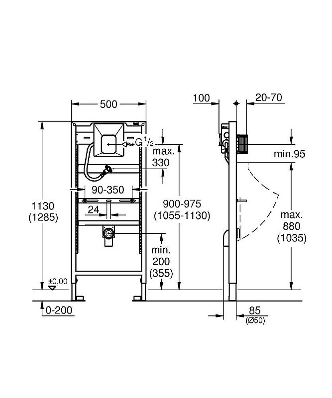 Инсталляция Grohe Rapid SL 38786001 для писсуара