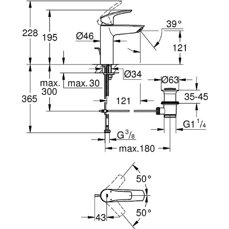 Смеситель для раковины Grohe Eurosmart 23322003