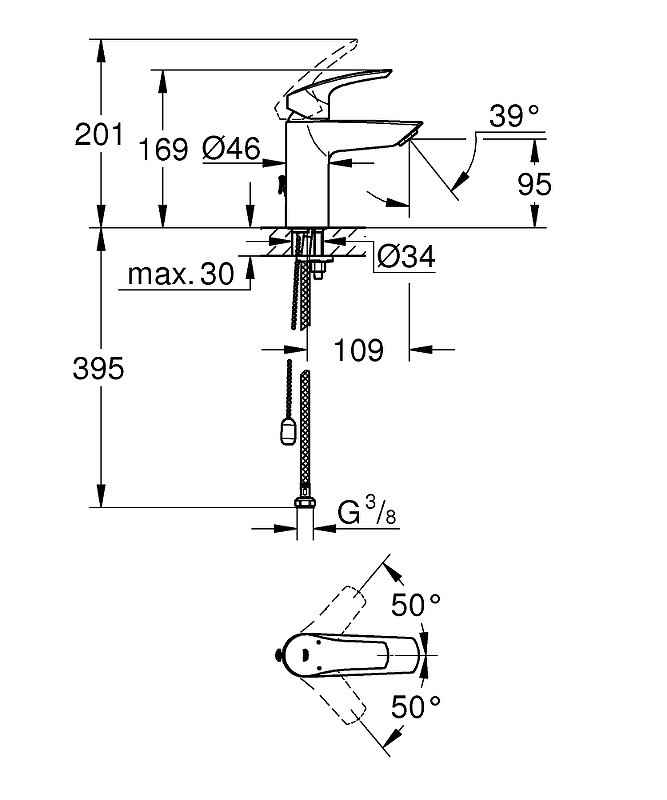 Смеситель для раковины Grohe Eurosmart 33188003 Хром