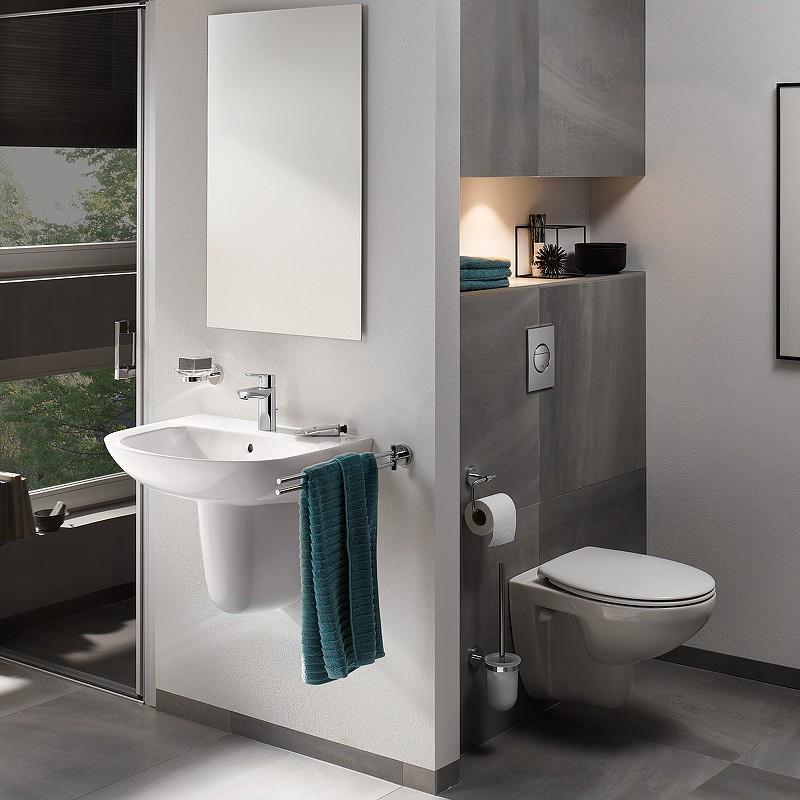 Комплект унитаза с инсталляцией Grohe Solido Compact 39586000 с сиденьем Микролифт и клавишей смыва Хром