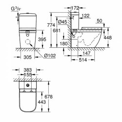 Унитаз-компакт Grohe Euro Ceramic 39462000 с бачком и сиденьем Микролифт