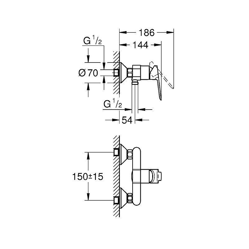 Смеситель для душа Grohe BauEdge 23636000 Хром