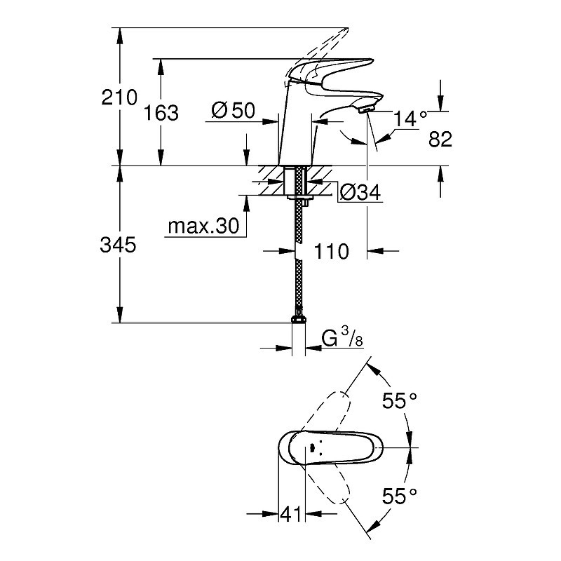 Смеситель для раковины Grohe Eurostyle Solid 23715003 Хром