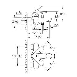 Смеситель для ванны Grohe Eurostyle Solid 23726003 Хром