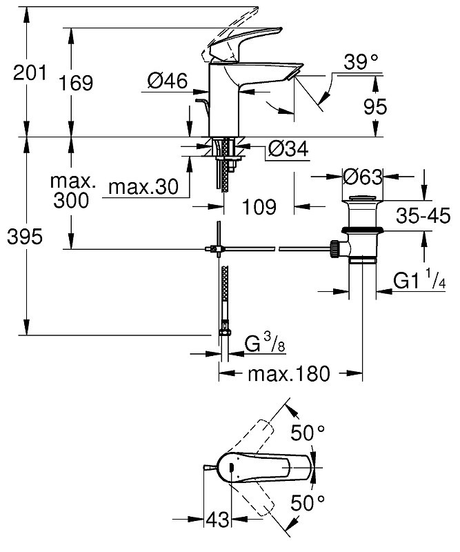 Смеситель для раковины Grohe ESM 33265003 Хром