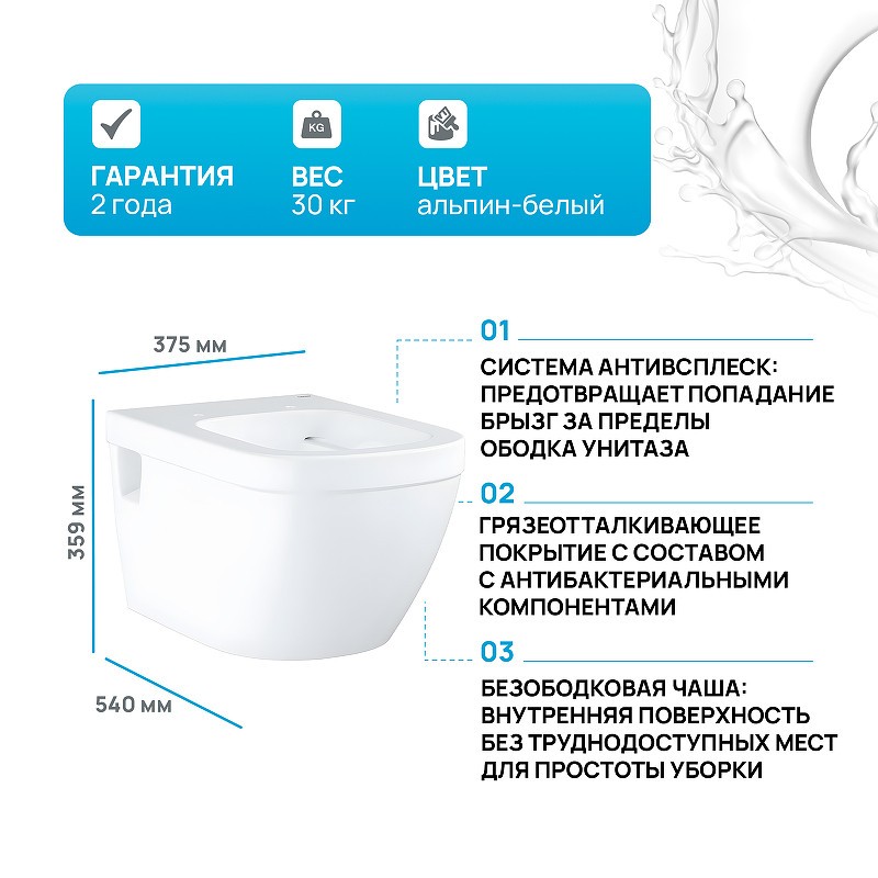 Унитаз Grohe Euro Ceramic 39538000 подвесной