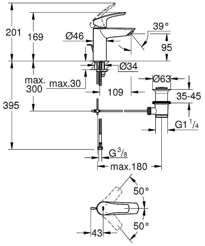 Смеситель для раковины Grohe Eurosmart 23456003